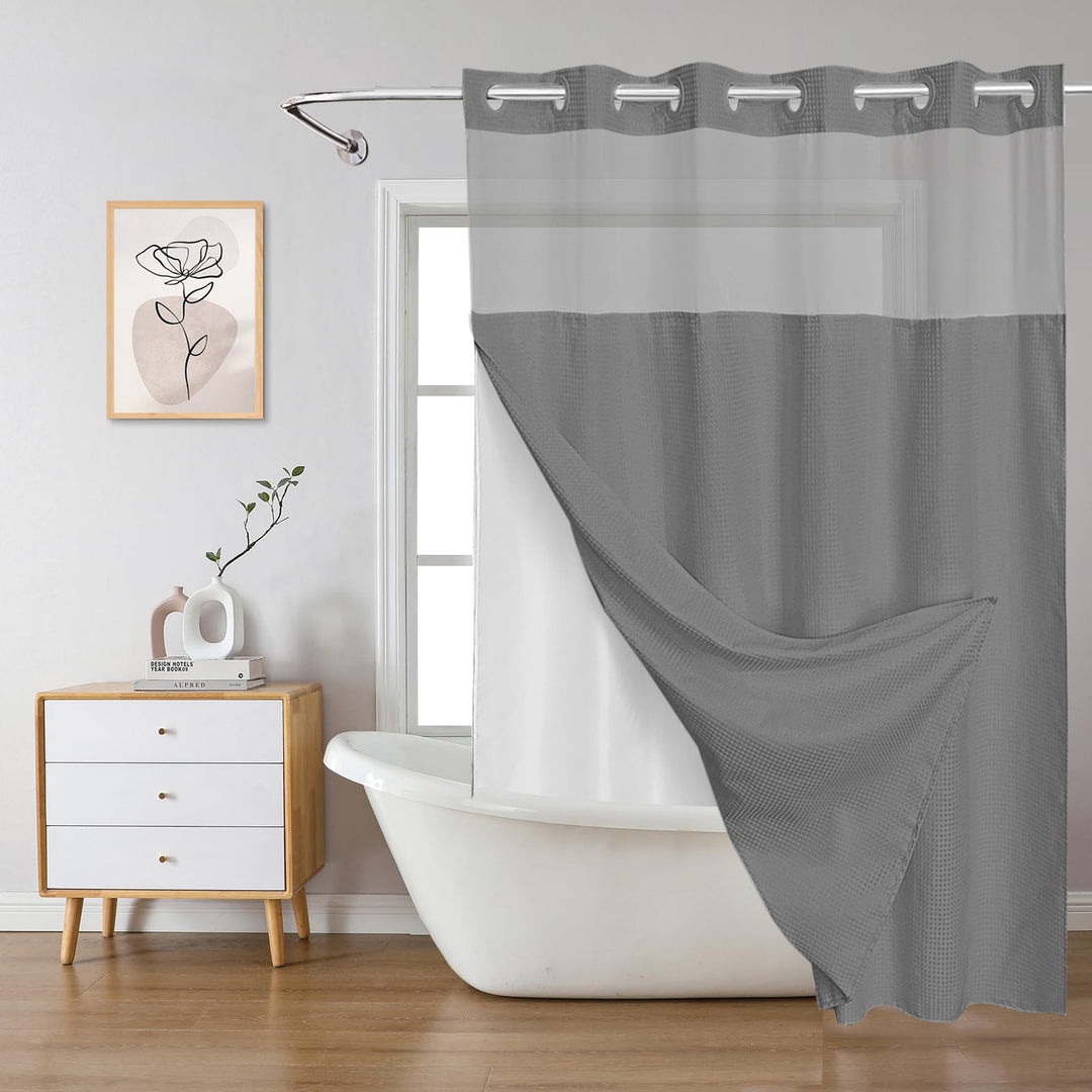 Textured Layered Shower Curtain Bowlift
