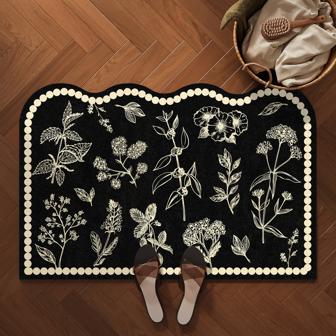 Decorative Botanical Pattern Bath Mat Bowlift