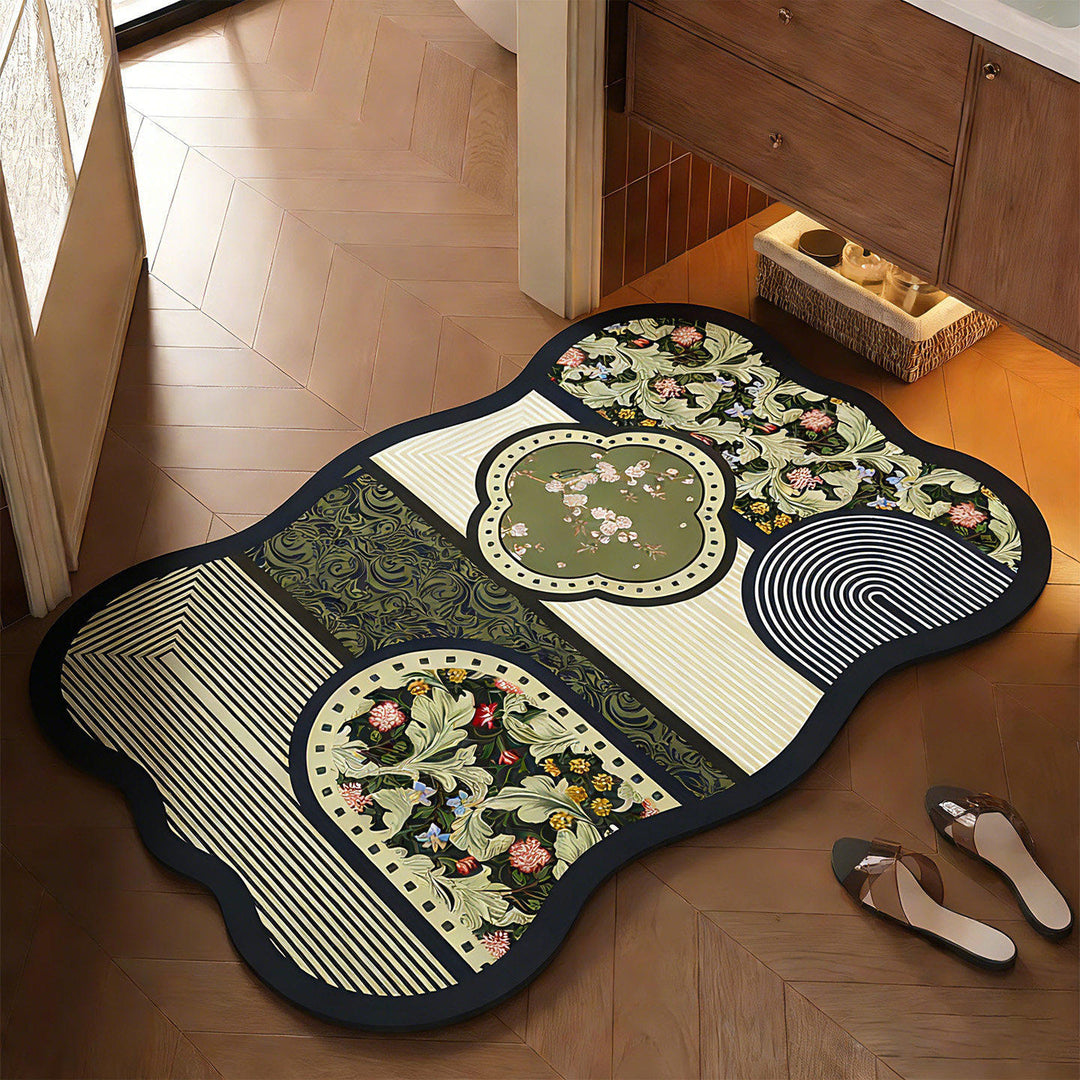 Floral Design Bathroom Mat Bowlift