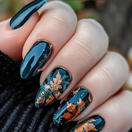 Artificial nails with luxurious leaf design Bowlift