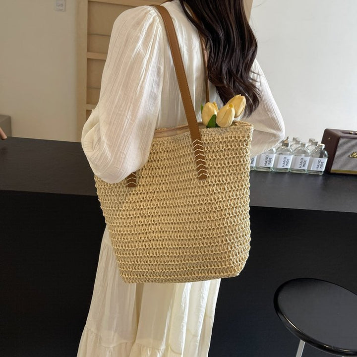 Braided shopping bag with high-quality leather handles Bowlift