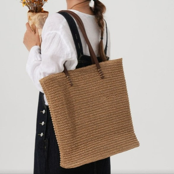 Spacious Handbag Made of High-Quality Woven Natural Material Bowlift