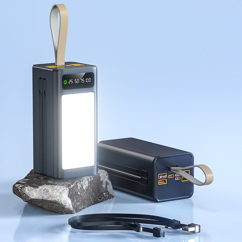 High-tech power bank with integrated LED lighting and multifunctional cable system Bowlift