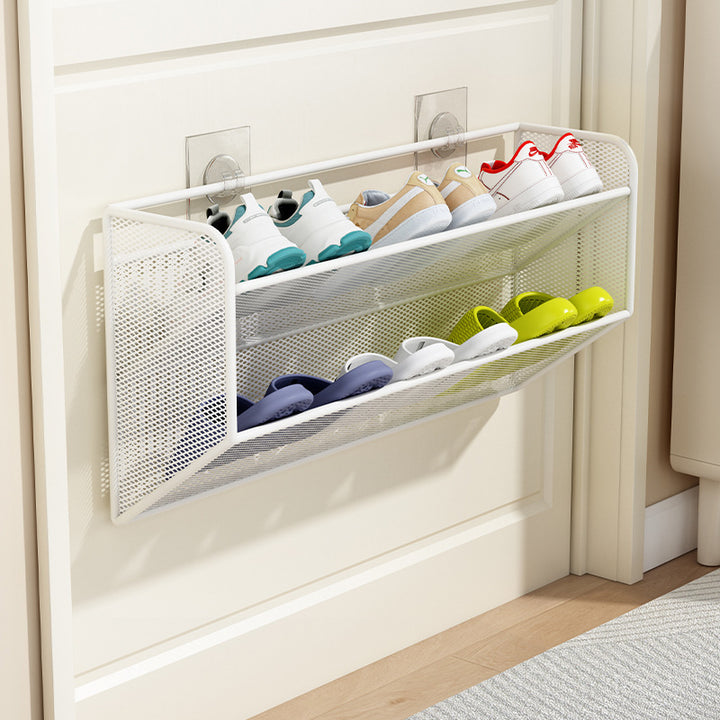 slim overdoor mesh shoe rack organizer with ventilated angled shelf Bowlift