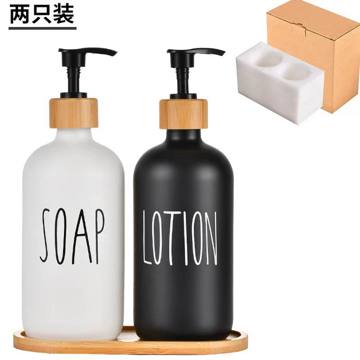 Ceramic Liquid Soap Pump Dispenser with Bamboo Collar and Matte Finish Bowlift