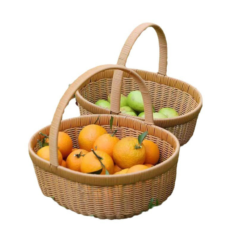 Handwoven Natural Storage Basket Bowlift