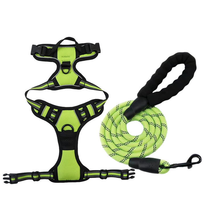 Reflective Padded No-Pull Dog Harness and Heavy-Duty Rope Leash Set Bowlift
