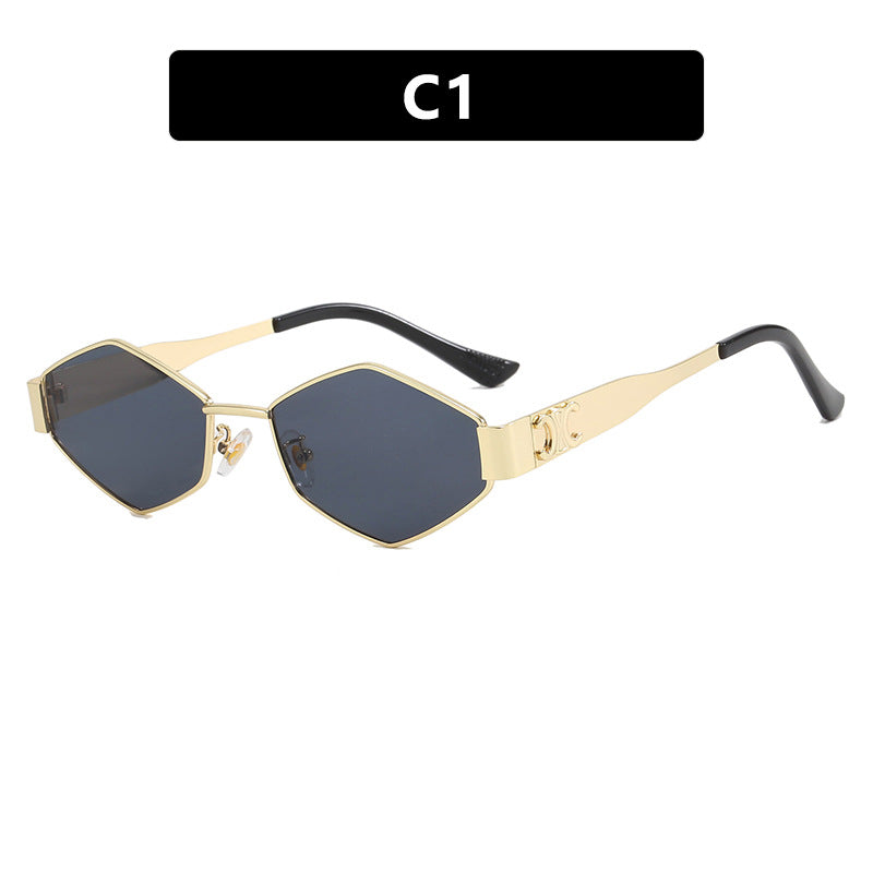 Ladies fashionable hexagonal sunglasses with protective lenses and stylish metal frame Bowlift