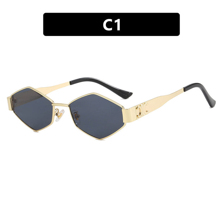 Ladies fashionable hexagonal sunglasses with protective lenses and stylish metal frame Bowlift