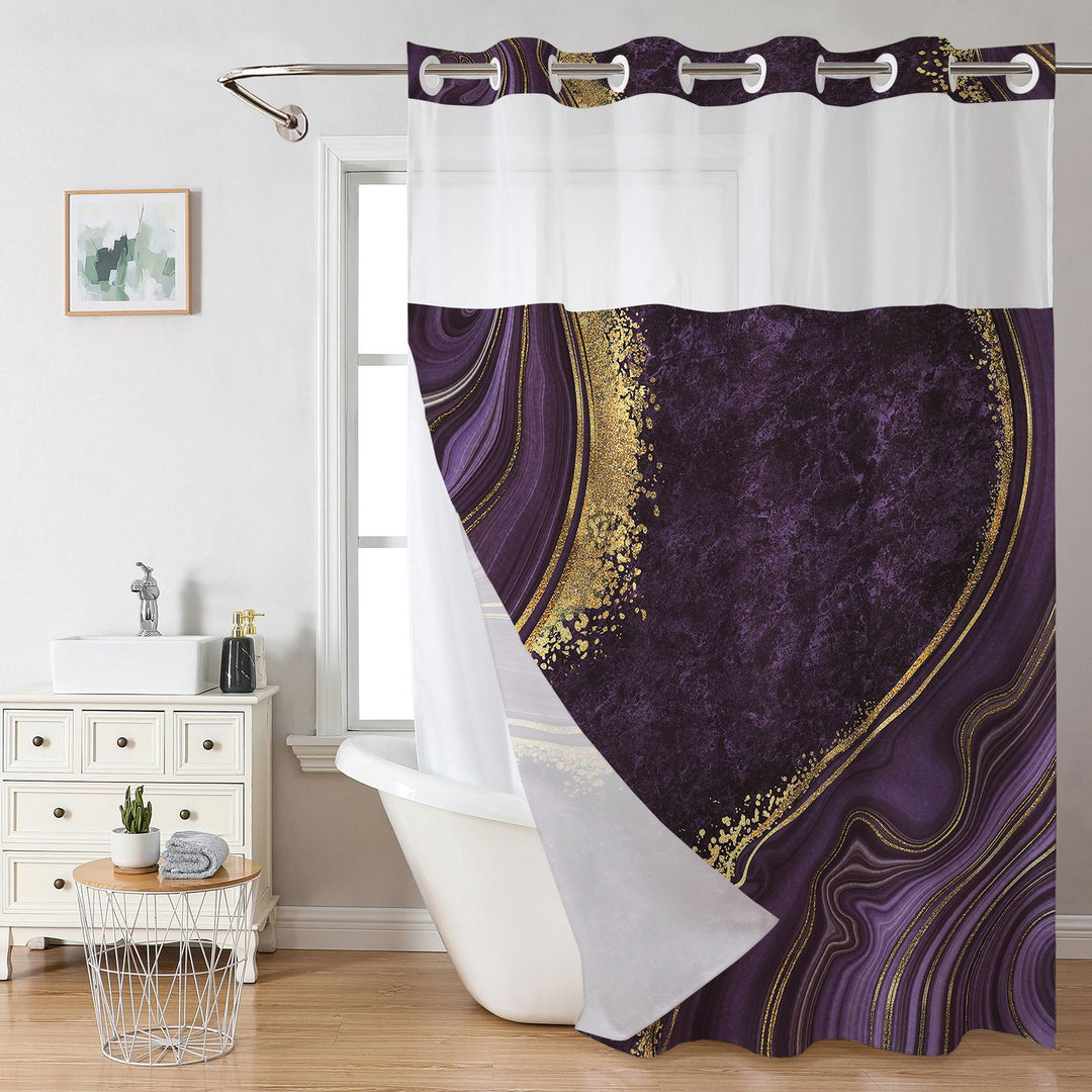 Elegant Marble Design Shower Curtain Bowlift