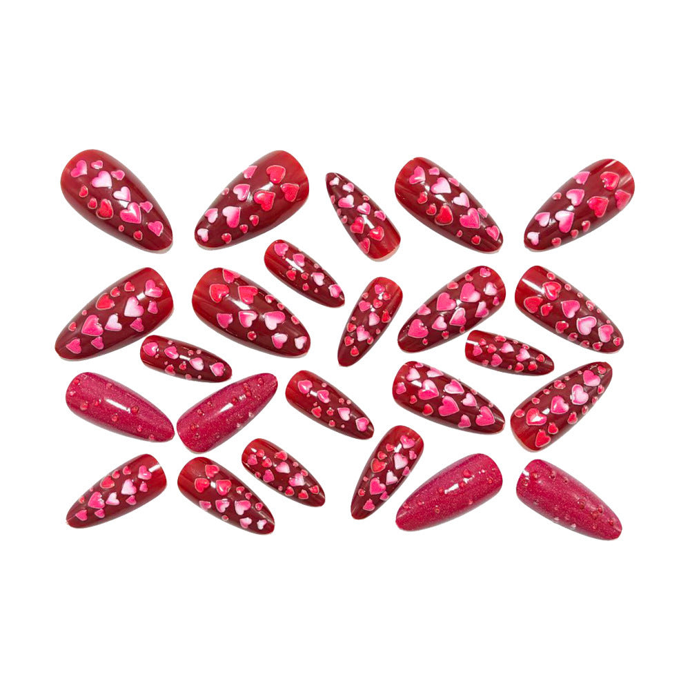 Artificial nails with heart design and gloss finish Bowlift