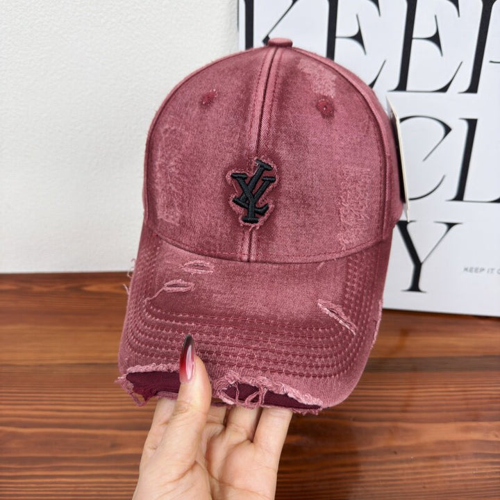 Men's Distressed Denim Adjustable Baseball Cap Bowlift