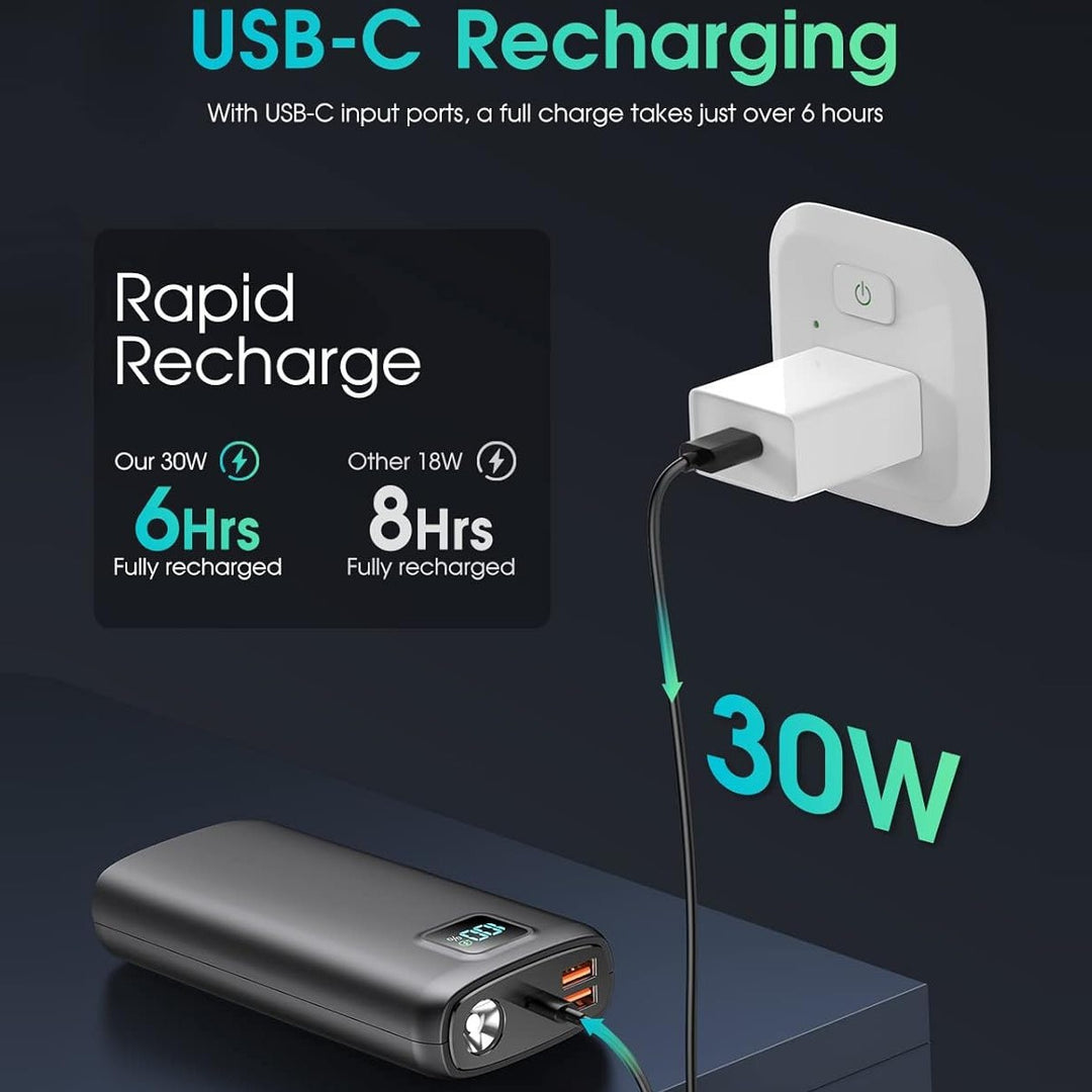 Portable power bank with digital charging display and LED lamp Bowlift