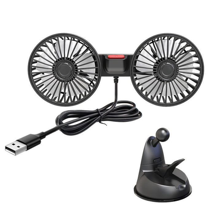 Unisex Dual-Head USB Car Air Vent Fan Bowlift