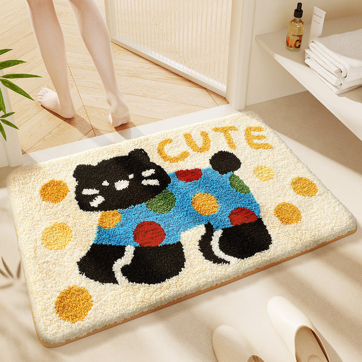 Cat-Themed Plush Bath Mat Bowlift