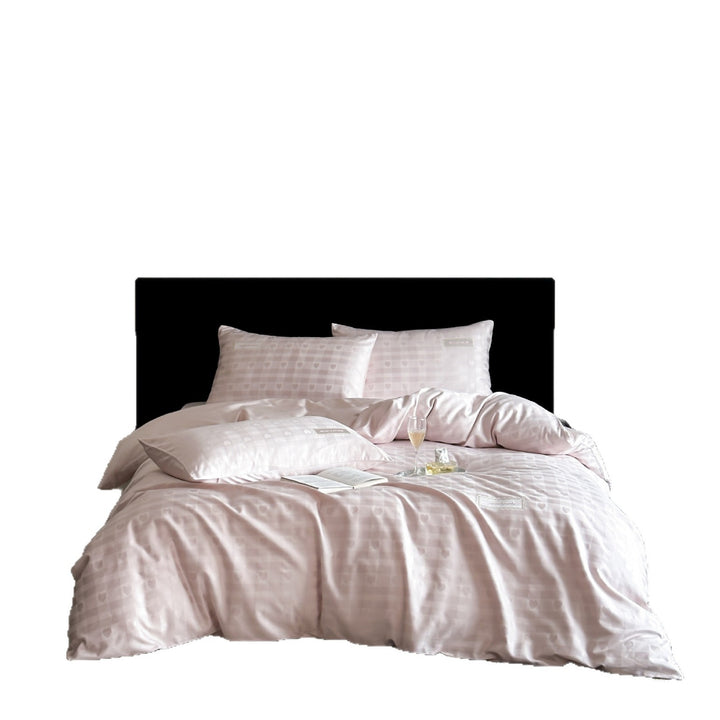Luxurious cotton satin bed linen set with subtle check pattern and silk matte finish Bowlift
