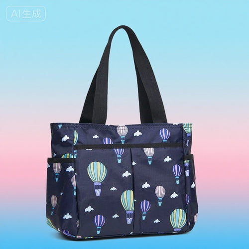 Stylish Striped Multi-Pocket Tote Bag Bowlift