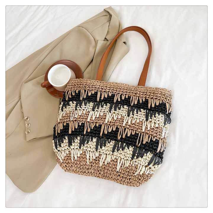 Large, Handmade Straw Bag with Designer Details Bowlift
