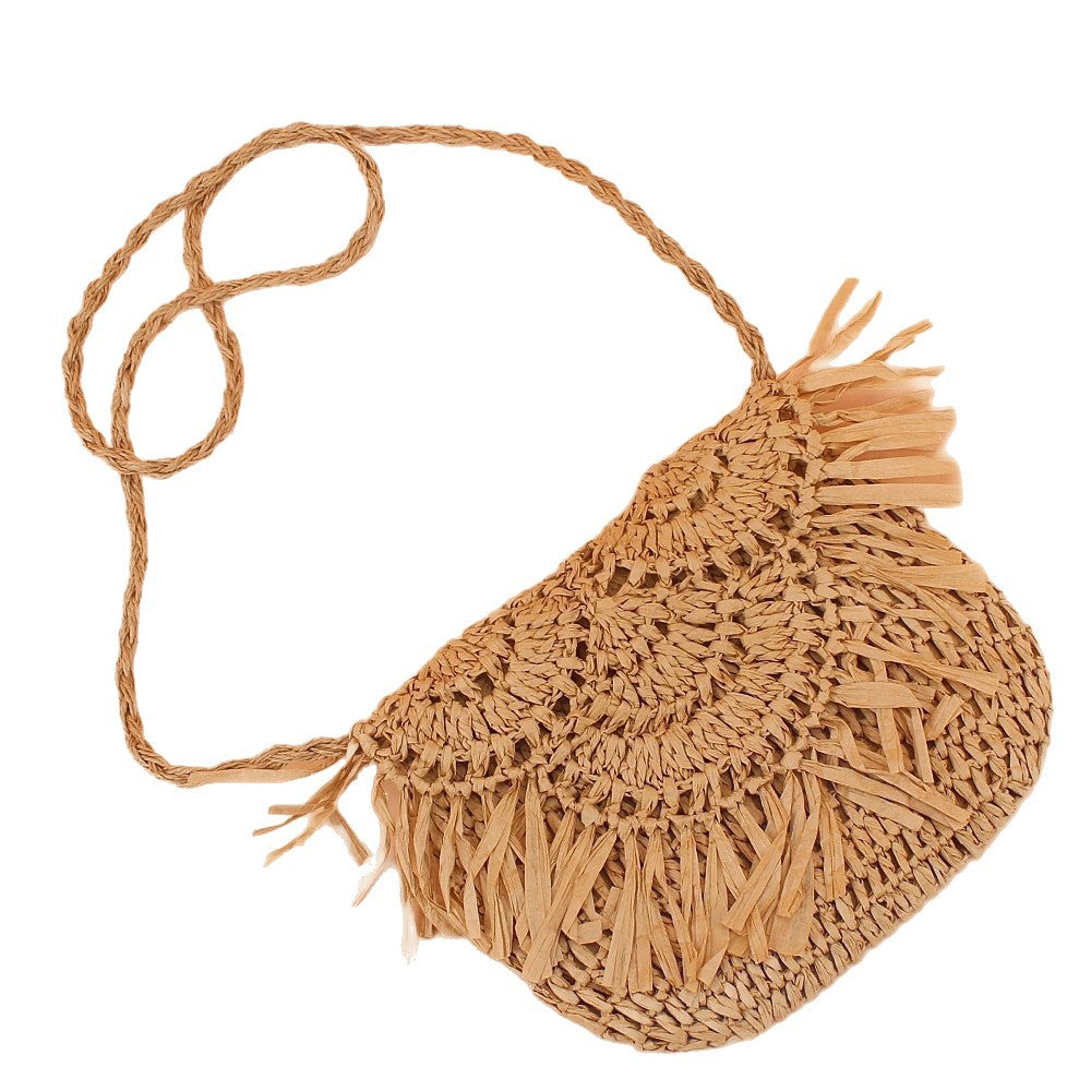 Handmade handbag with fringes Made from natural material Bowlift