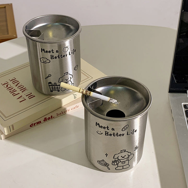 Stainless Steel Ashtray with Cute Animal Motif Bowlift