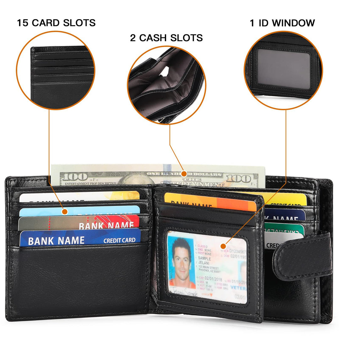 Classic RFID-Blocking Leather Bi-Fold Wallet Bowlift