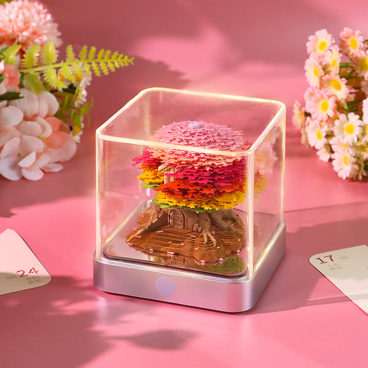 Handcrafted Layered Diorama Led Lightbox With Pop-Up Maple Tree Scene