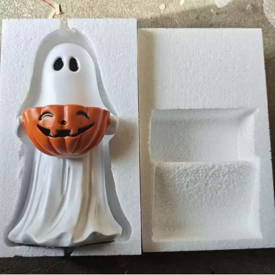 Decorative Ghost Figure with Pumpkin Lantern Bowlift