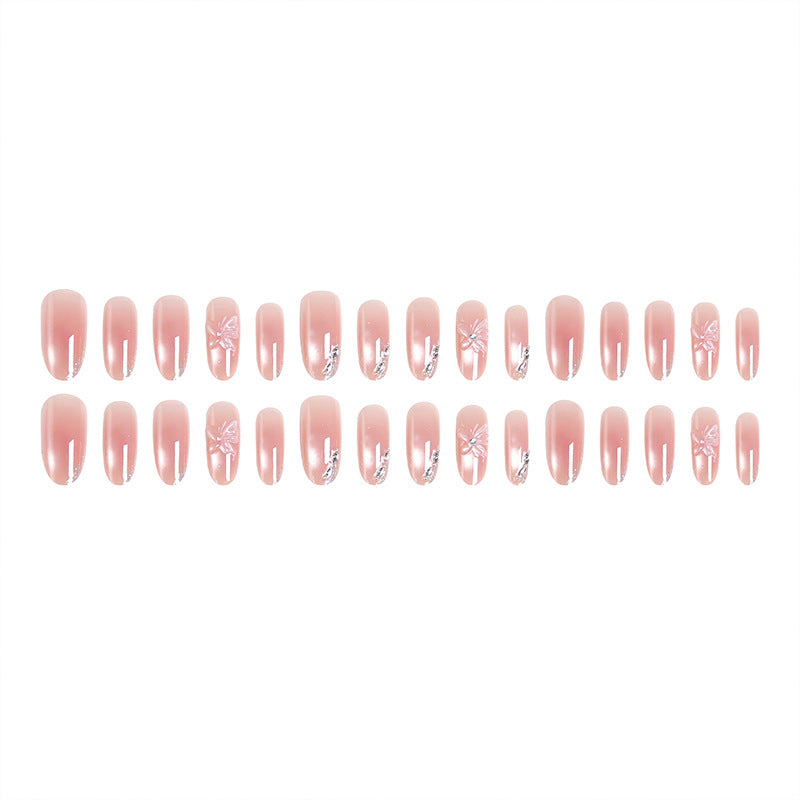 Acrylic nail set with elegant ombre design and sparkling accents Bowlift