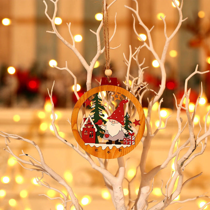 Decorative Wooden Santa Scene Ornament Bowlift