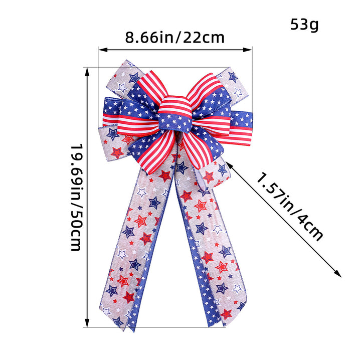 Unisex decorative bow made of sturdy ribbon with star and stripe pattern Bowlift