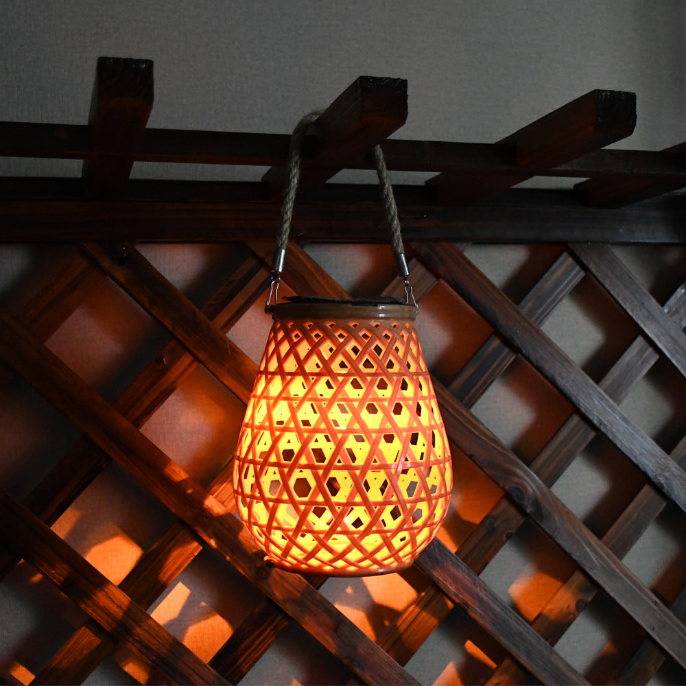 Decorative Woven Lantern With Rope Handle Bowlift