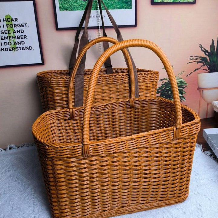 Handcrafted Woven Shopper Basket Bowlift