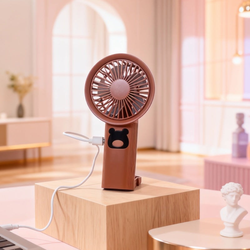 Women Portable Handheld Fan with Cute Bear Design Bowlift