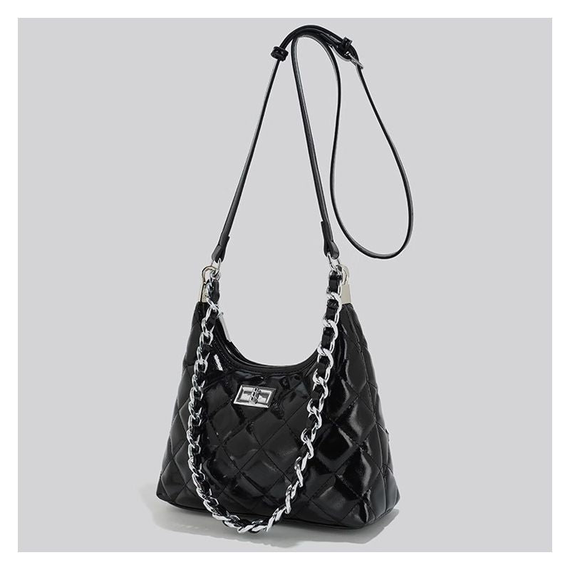 Quilted Chain-Handled Shoulder Bag Bowlift
