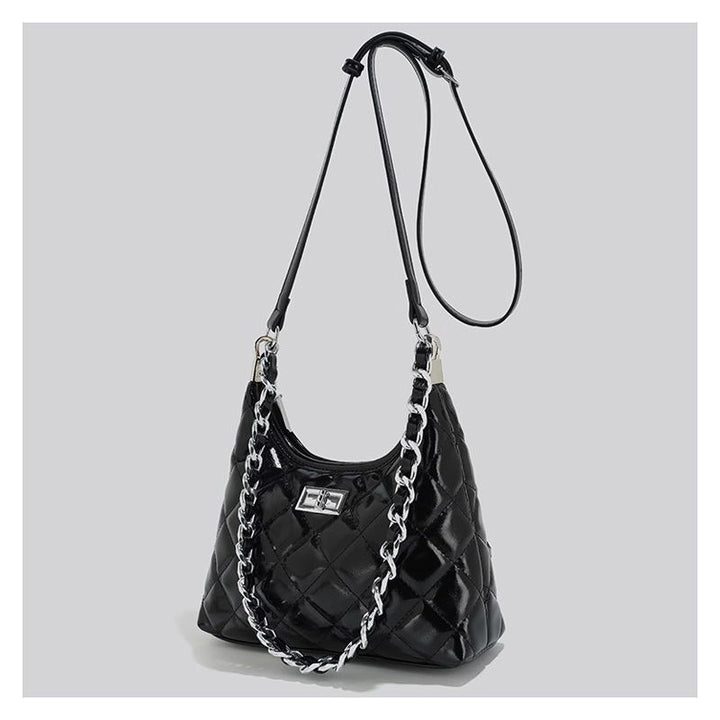 Quilted Chain-Handled Shoulder Bag Bowlift