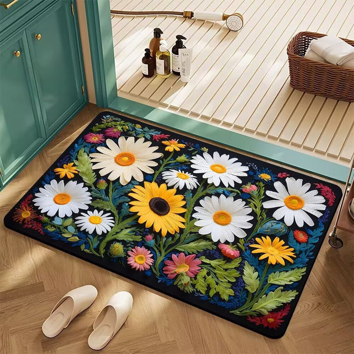 Floral Patterned Bath Mat Bowlift