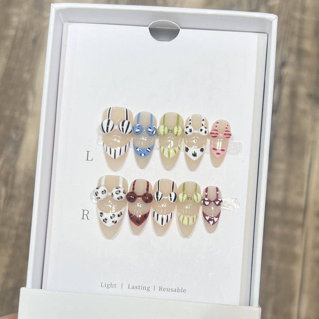 Decorative Press-On Nail Art Set with Unique Patterns Bowlift 1788223862