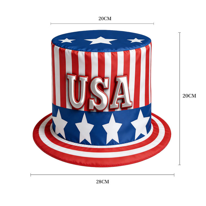 Unisex nano patriotic party top hat with Independence Day motif and lightweight polyester construction One size Bowlift