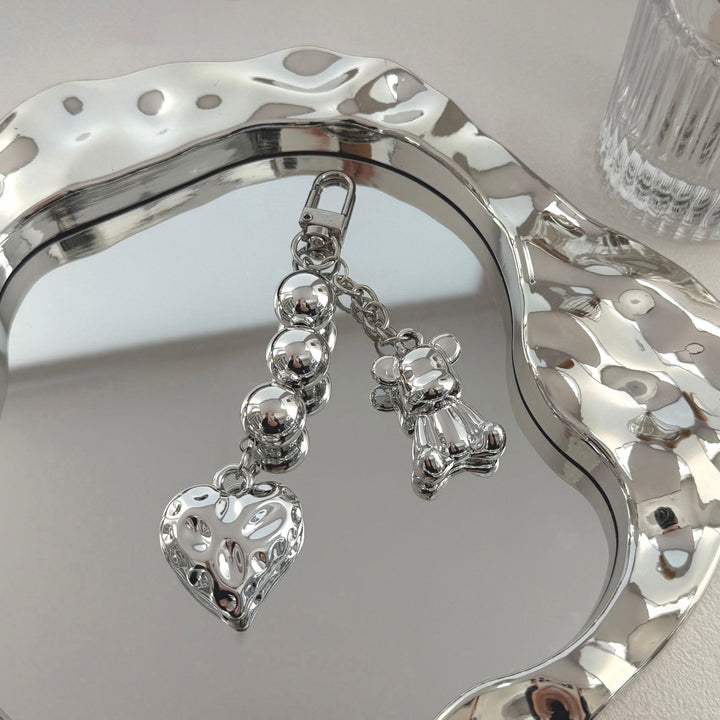 Playful Bear and Heart Charm Keychain Bowlift