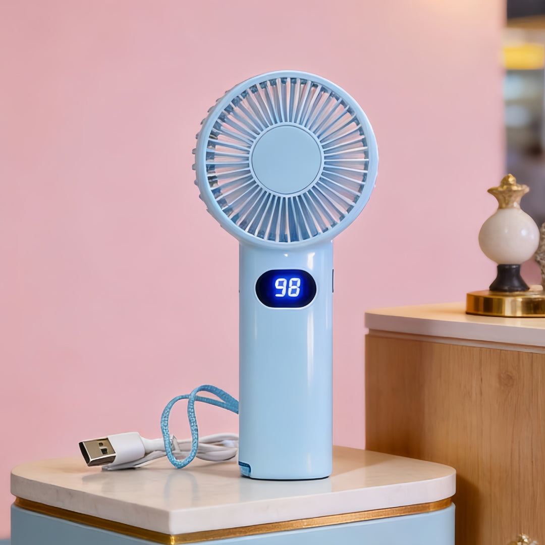 Portable handheld fan with digital temperature display Bowlift