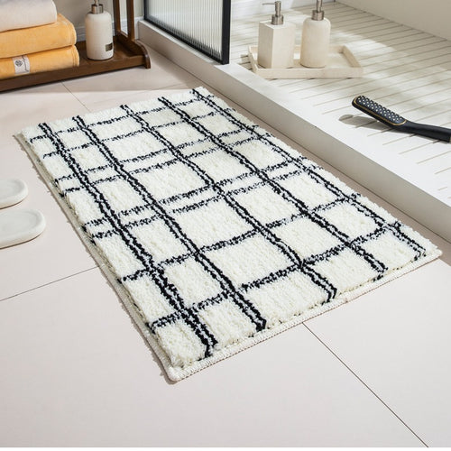 Fluffy Checkered Bath Mat