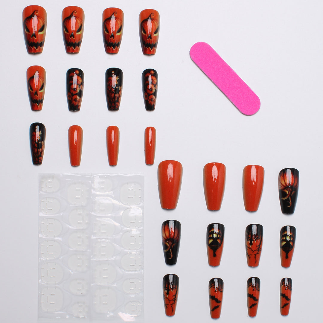 Creative nail art set with Halloween motif and glowing design Bowlift