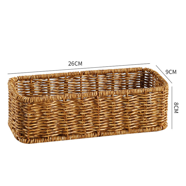 Handwoven Rectangular Wicker Storage Basket Bowlift