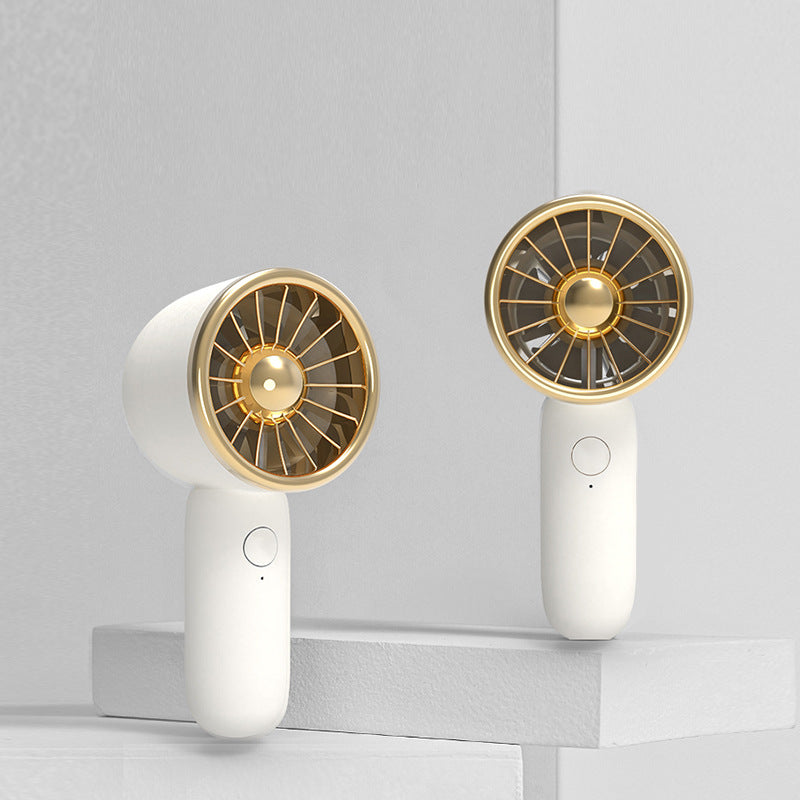 Unisex portable hand fan with closed turbine fan, quiet operation and rechargeable battery Bowlift