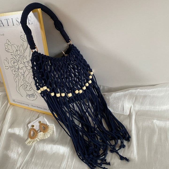 Hand-knotted shoulder bag with tassels Bowlift