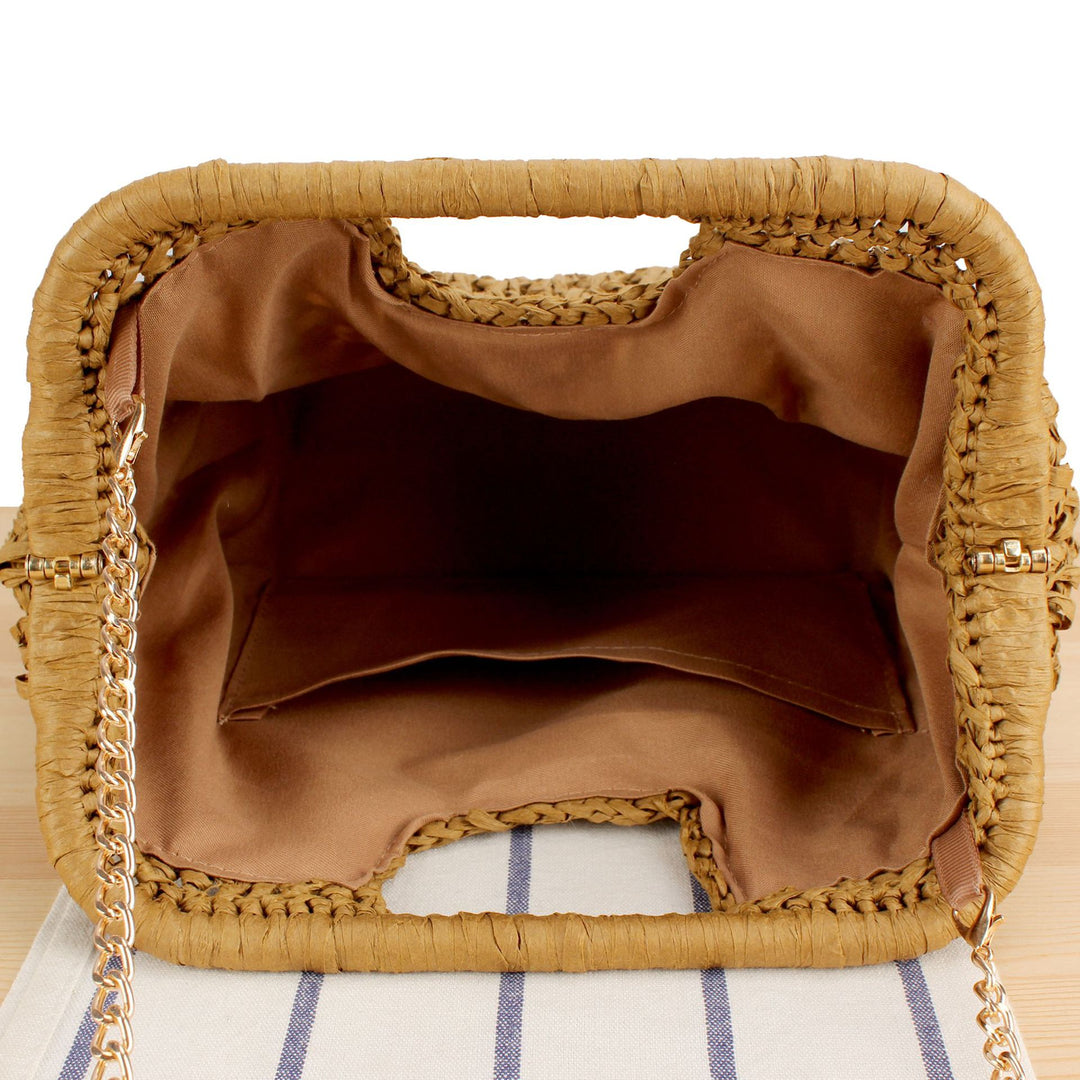 Braided handbag with elegant chain strap Bowlift