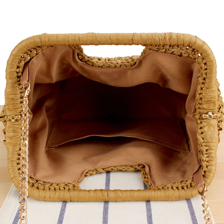 Braided handbag with elegant chain strap Bowlift
