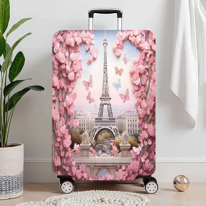 Unisex nan elastic suitcase cover with three-dimensional flower and butterfly design for trolley with zipper and slip-resistant interior fastening Bowlift