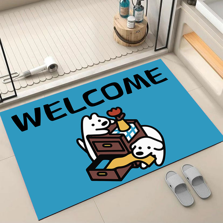 Cartoon Dog-Themed Welcome Mat Bowlift