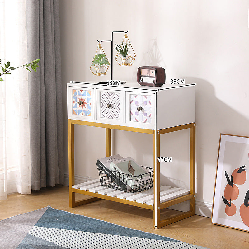 Rustic Wooden Console Table with Storage Bowlift